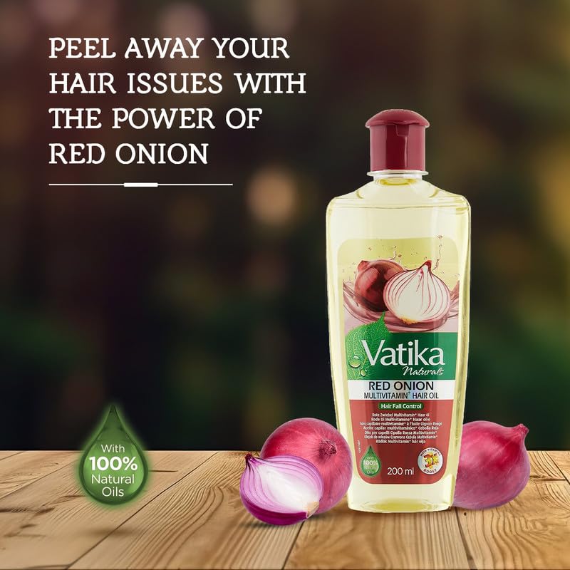 Vatika Naturals Multivitamin Hair Oil - Nourishing Formula for Healthy, Lustrous Hair - Strengthens Revitalizes & Promotes Stronger Hair - 100% Natural Oil Extract - Enriched with Red Onion - (300 ML) - Image 2