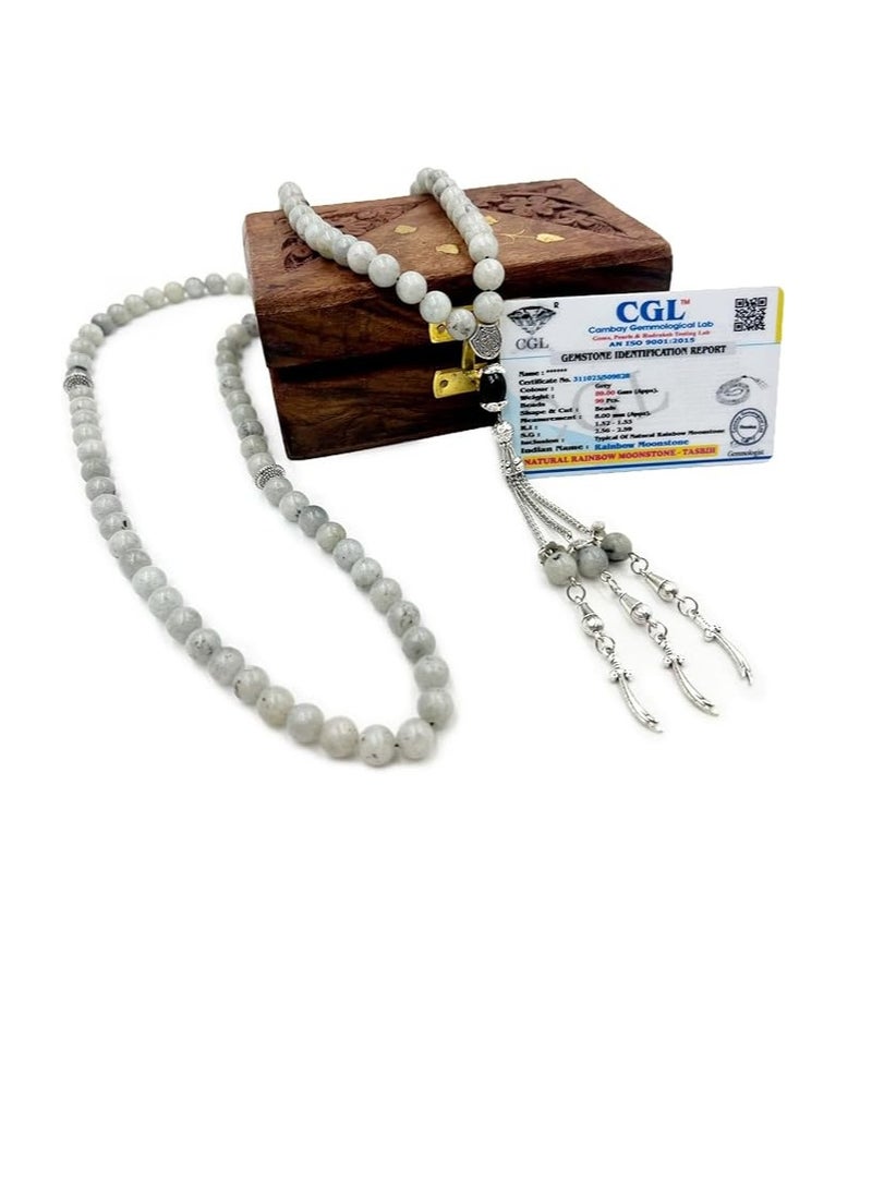 REBUY - REBUY Natural Rainbow Moonstone 99 Beads Tasbih - Image 1
