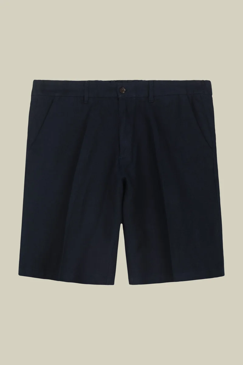 Doppelganger Blue Men's Bermuda shorts with elastic waistband 100% linen - Blue for Men | Best Price UAE