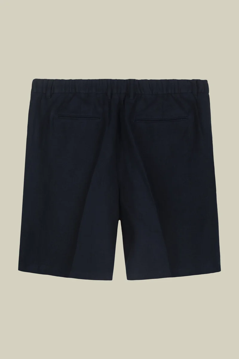 Doppelganger Blue Men's Bermuda shorts with elastic waistband 100% linen - Blue for Men | Best Price UAE