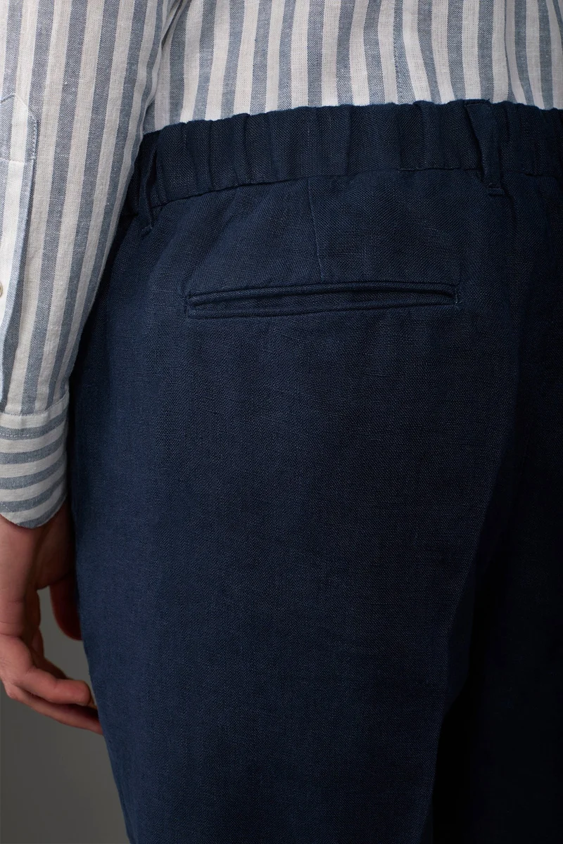 Doppelganger Blue Men's Bermuda shorts with elastic waistband 100% linen - Blue for Men | Best Price UAE