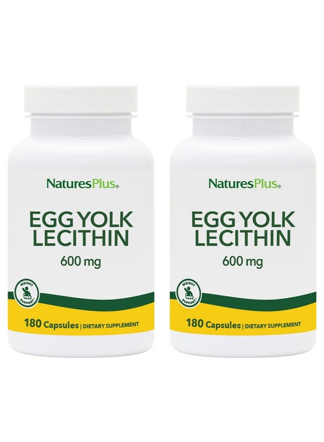 NaturesPlus Natures Plus Egg Yolk Lecithin - 600 mg, 90 Vegetarian Capsules - Pack of 2 - Supports Body's Natural Defenses & Optimal Liver Function - Soy Free, Gluten Free - 90 Servings - Image 1