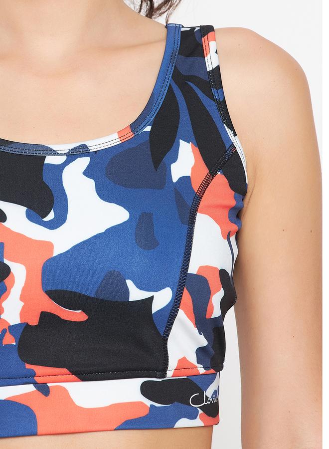 Clovia Medium Impact Padded Non-Wired Camouflage Print Sports Bra - Image 5