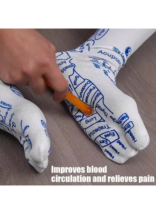 Foot Reflexology Massage Socks with Acupoint Chart and Foot Sole Meridian Massage Pen(Resin Material), Relieve Foot Fatigue and Improve Circulation, Ideal for People with Long Hours of Standing or Walking - Image 3
