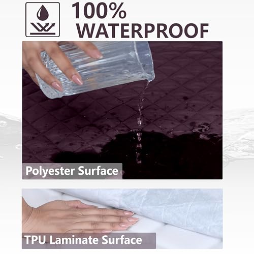 AVI 100% Waterproof & Dustproof Polyester Mattress Protector for Single Size Bed Mattress- with Elastic Bands (36" X 78", Wine) - Image 3