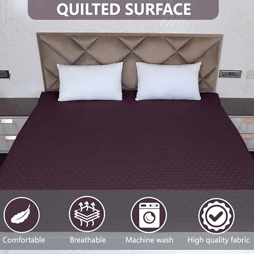 AVI 100% Waterproof & Dustproof Polyester Mattress Protector for Single Size Bed Mattress- with Elastic Bands (36" X 78", Wine) - Image 5