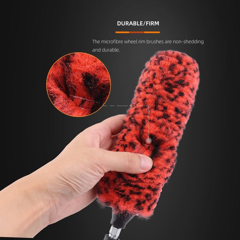 SPTA 1 Pc Soft Microfiber Extended Reach Rim Drill Wheel Brush,Microfibre Wheel Brush with 1 adddtional Drill Adapter for Electric Drill -BRFCD51 - Image 4