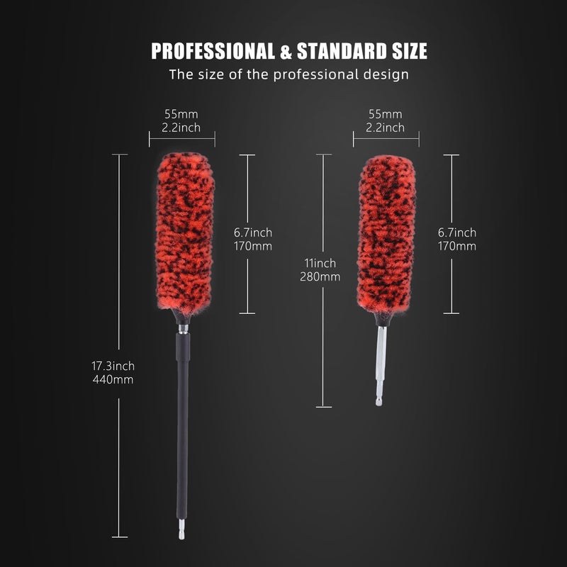 SPTA 1 Pc Soft Microfiber Extended Reach Rim Drill Wheel Brush,Microfibre Wheel Brush with 1 adddtional Drill Adapter for Electric Drill -BRFCD51 - Image 2