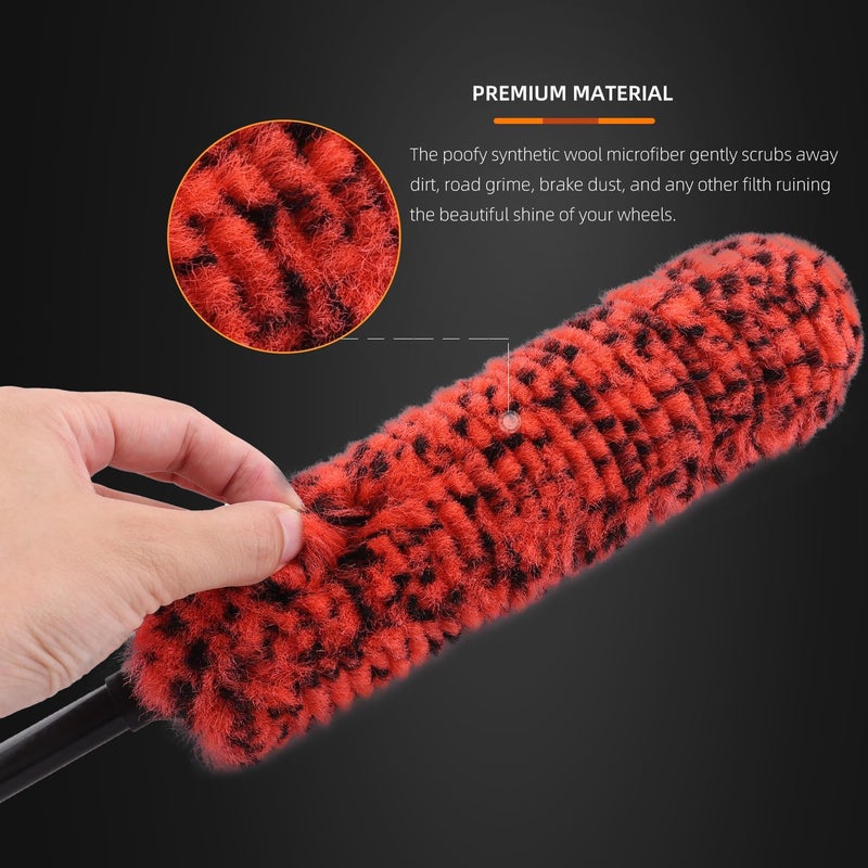 SPTA 1 Pc Soft Microfiber Extended Reach Rim Drill Wheel Brush,Microfibre Wheel Brush with 1 adddtional Drill Adapter for Electric Drill -BRFCD51 - Image 5