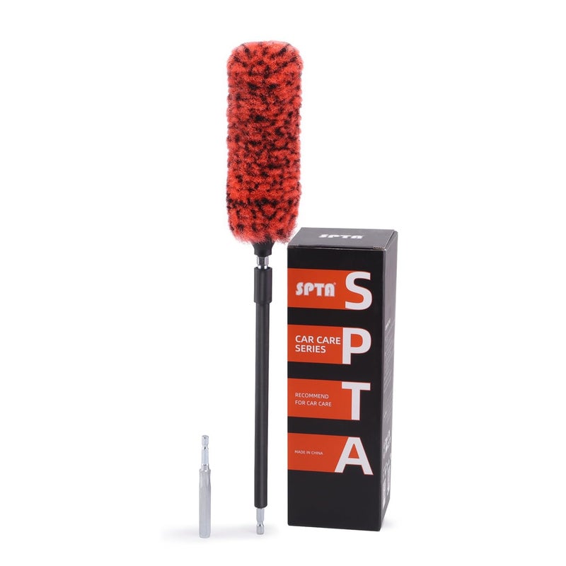 SPTA 1 Pc Soft Microfiber Extended Reach Rim Drill Wheel Brush,Microfibre Wheel Brush with 1 adddtional Drill Adapter for Electric Drill -BRFCD51 - Image 1
