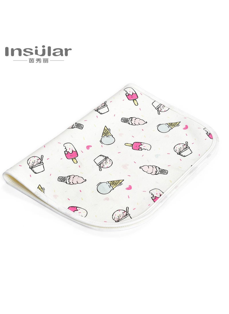 xozgdovg 30×45cm Baby Waterproof Bed Pad with 100% Cotton Surface for Kids, Toddlers, Adults, Reusable and Washable Incontinence Underpads Mat for Pack n Play and Crib, Ice Cream  - Image 1