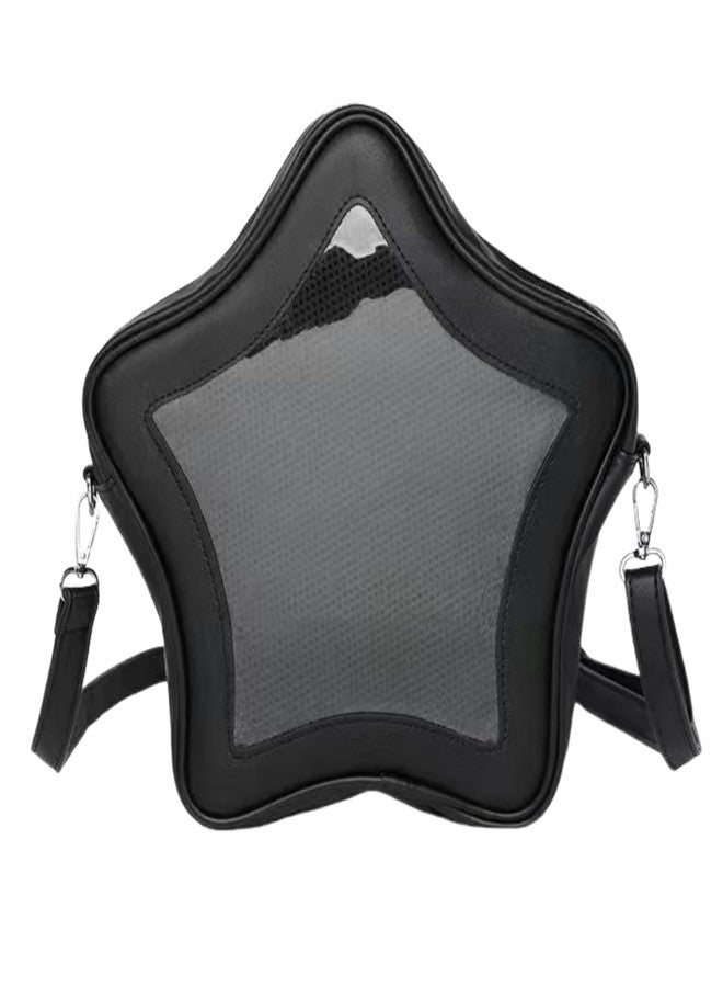 Vobomo Star Shape Ita Bag Pins Display Crossbody Bag PU Leather Backpack Y2k Aesthetic Cute Handbag (Black) - Image 1