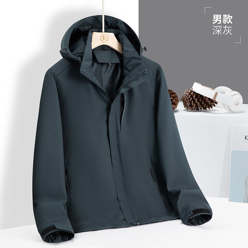 Generic Couples Outdoor Cycling Windbreaker Spring Autumn Jacket Waterproof Mountain Apparel With Custom Logo Dark gray