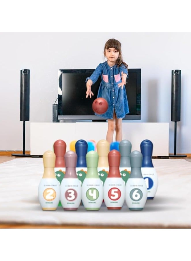 Kids Bowling game Set, Educational Mini Bowling Set, Indoor Outdoor Games Set for Family Games Educational Toy ,Mini Bowling Set with 6 Bowling Pins and 2 Balls for Boys Girls - Image 2