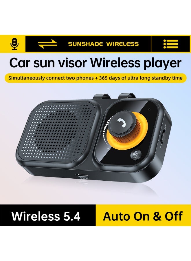 سماعة بلوتوث 5.4 للسيارة على حاجب الشمس، مكالمات حرة اليد مع تقنية تقليل الضوضاء، تشغيل تلقائي بالاهتزاز، اتصال بهاتفين، دعم المساعد الصوتي سيري - Image 3