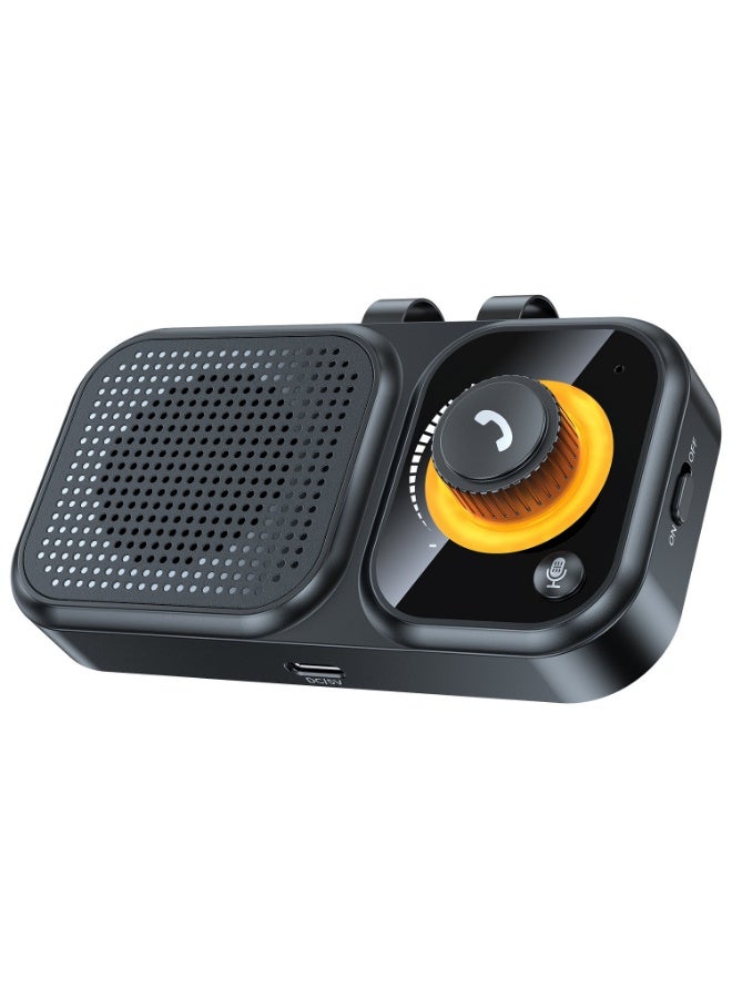 سماعة بلوتوث 5.4 للسيارة على حاجب الشمس، مكالمات حرة اليد مع تقنية تقليل الضوضاء، تشغيل تلقائي بالاهتزاز، اتصال بهاتفين، دعم المساعد الصوتي سيري - Image 1