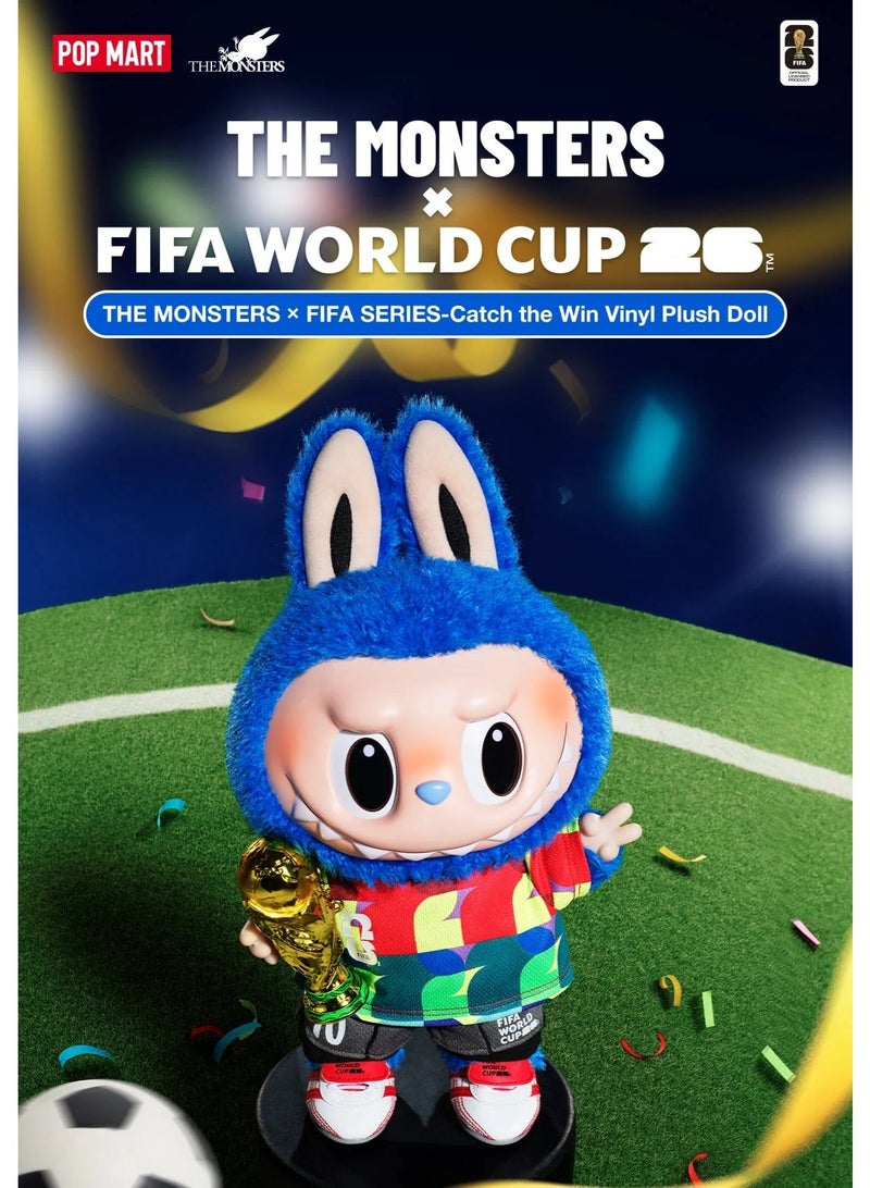 بوب مارت THE Monsters × FIFA Series - Catch the Win Big Plush Doll, Official FIFA x Labubu World Cup 2026 Collab, 38cm height, Rare Limited Edition - Image 1