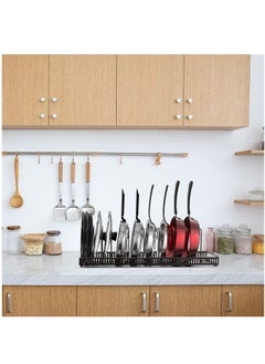 Womdee Pot Lid Organizer Pan Holder Rack with 10 Dividers and 4 Hooks, Expandable Cookware Rack for Kitchen Cabinet Cupboard Pantry, Skillet Frying Pan Pot Lid Storage -Bronze  - Image 4