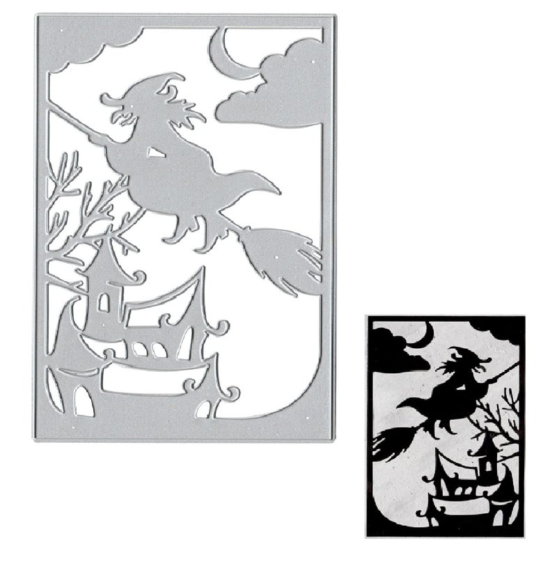 Halloween Witch House Frame Metal Cutting Dies Halloween Die Cuts Stencils Embossing Template for Card Making Scrapbooking DIY Etched Craft