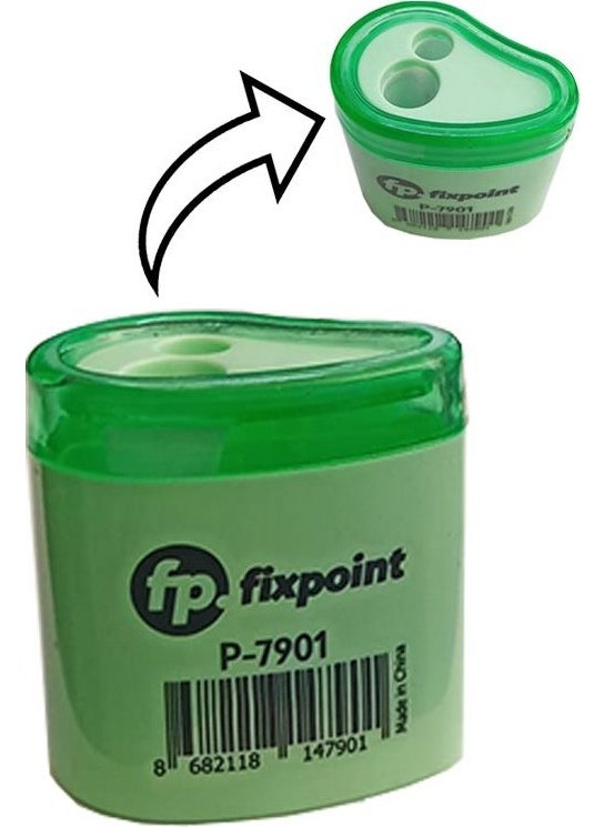 Fixpoint Pencil Sharpener Double Eyed Drop Pastel Color 1 Piece Pencil Sharpener with Chamber Pastel Colors Standard Pencil Sharpener Jumbo Pencil Sharpener 
