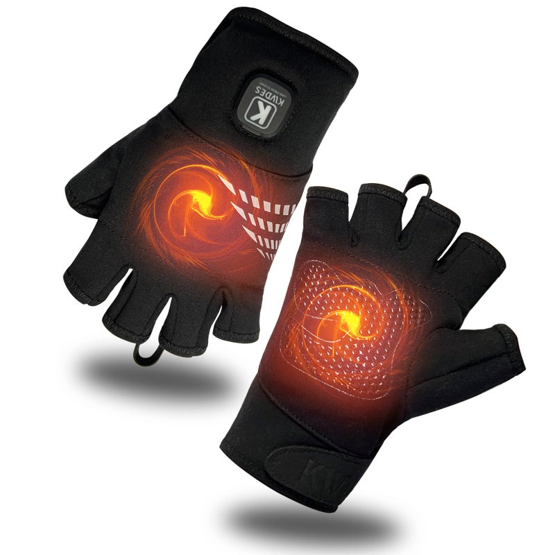 Kivdes Heated Gloves Fingerless For Women Man Rechargeable Electric Touchscreen Wearable Cold Winter Work Arthritis Pain Relief Hand Warmers Hot Compress Reusable (L) - Image 1