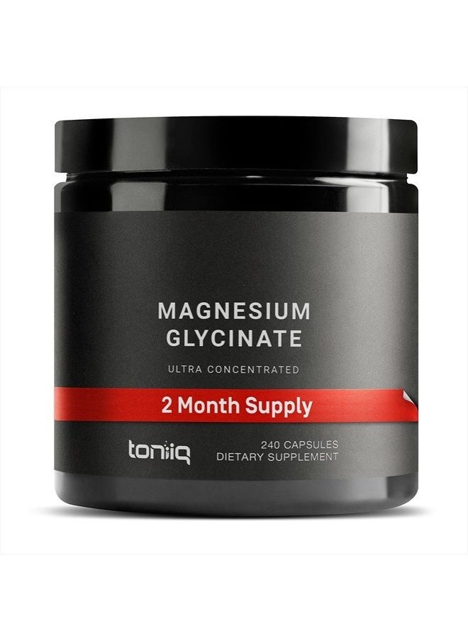 Toniiq - 3,000mg Ultra High Strength Magnesium Glycinate - 20% Purified to Contain 600mg of Elemental Magnesium - Chelated and Highly Bioavailable Magnesium Supplement - 240 Veggie Capsules - Image 1