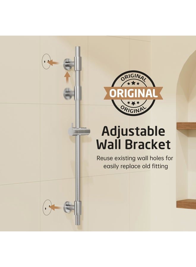Kes Shower Riser Rail Stainless Steel, Slider With Adjustable Head Holder Wall Mounted Brushed Finish 78Cm, F209S78-Bs - Image 2