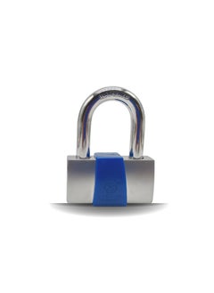 HEADLY HeavyDuty Nickel Plated Padlock 60 MM Lock and 3 Keys Hardened Elecrtronic Key Padlock Shackle Security Lock for Garage Door Containers Shutter Locker Gates Blue  - Image 1