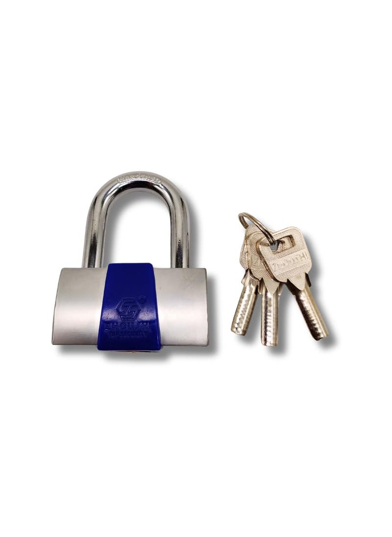 HEADLY HeavyDuty Nickel Plated Padlock 60 MM Lock and 3 Keys Hardened Elecrtronic Key Padlock Shackle Security Lock for Garage Door Containers Shutter Locker Gates Blue  - Image 3