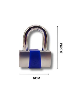 HEADLY HeavyDuty Nickel Plated Padlock 60 MM Lock and 3 Keys Hardened Elecrtronic Key Padlock Shackle Security Lock for Garage Door Containers Shutter Locker Gates Blue  - Image 2