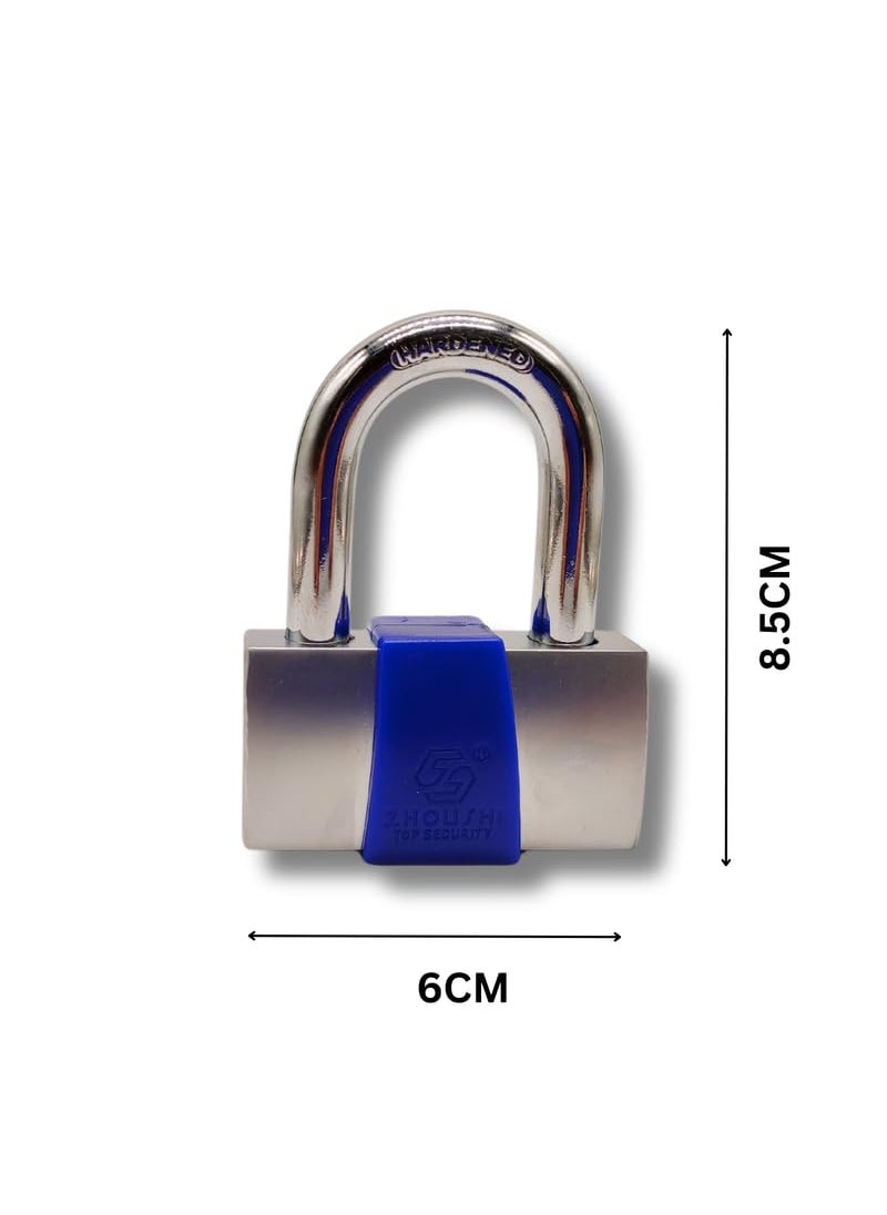 HEADLY HeavyDuty Nickel Plated Padlock 60 MM Lock and 3 Keys Hardened Elecrtronic Key Padlock Shackle Security Lock for Garage Door Containers Shutter Locker Gates Blue  - Image 2