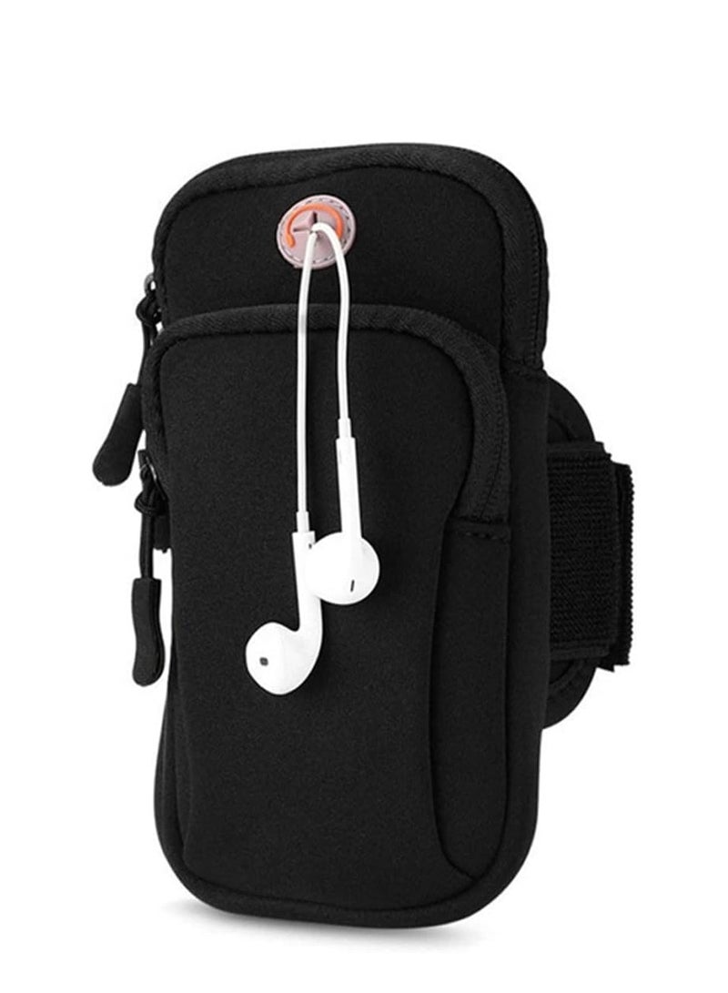 ECVV Phone Arm Bag Armband Cell Phone Holder for Running Gym Sports Waterproof Black Cell Phone Holder Pouch Case with Earphone Hole - Image 1