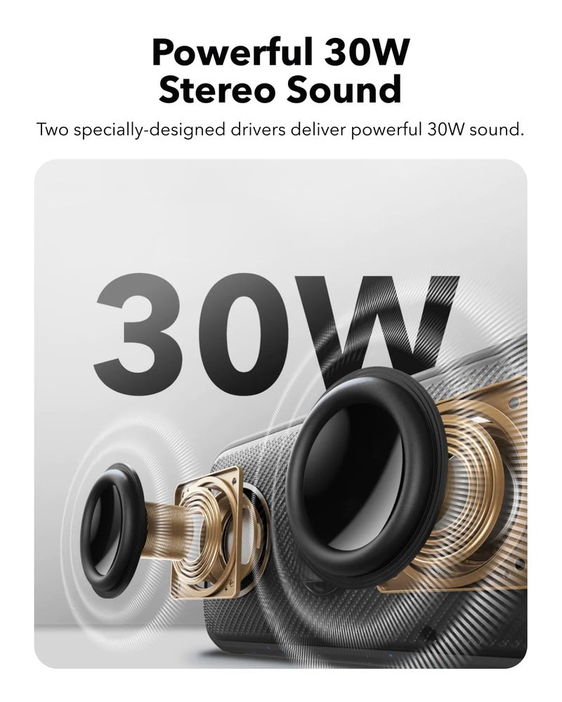 Soundcore ساوندكور موشن 300 من أنكر، مكبر صوت بلوتوث، مكبر صوت محمول عالي الدقة، مقاوم للماء IPX7، باس أب، بلوتوث 5.3، صوت ستيريو 30 واط، 13 ساعة من وقت التشغيل للمنزل، الحمام، الهواء الطلق، والسفر - Image 3