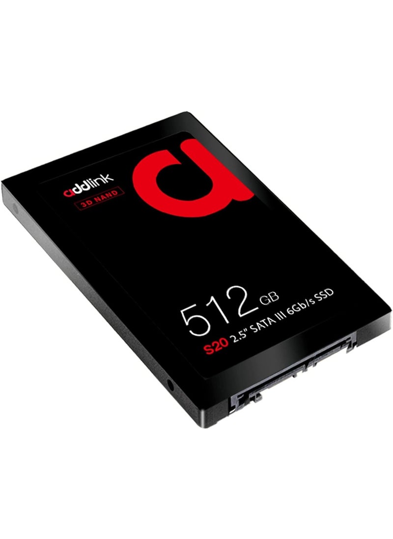 addlink S20 512GB PS4 Compatible SATA SSD III 2.5 Inch Extreme Quality Internal SSD, Up to 500MB/s, Perfect HDD Replacement/Upgrade for Laptops, PC Desktop Sony PS4  - Image 1