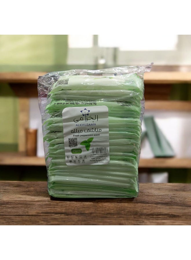 الخزامى مناديل مبللة برائحة النعناع المنعش والخزامى، تحتوي كل عبوة على 25 منديلاً. - Image 2