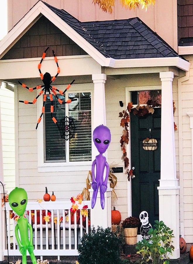 ZCMG 2 Pcs Halloween Inflatable Alien 35.4 Inch Jumbo Inflatable Blow Up Alien Toy Decorations for Birthday Baby Shower Summer Beach Pool Holiday Festival Carnival Alien Theme Party Supplies Green Purple - Image 3