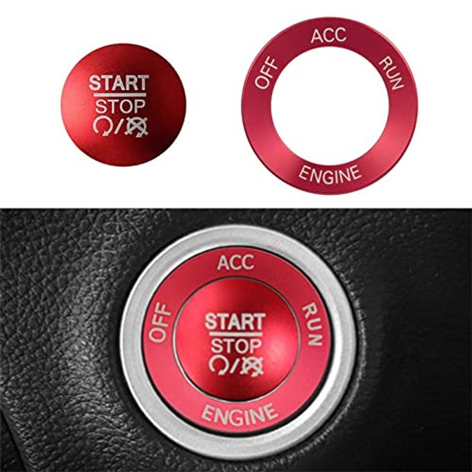 ALETAI Push Start Stop Button Cover Trim for 2015-2021 Dodge Challenger Dodge RAM 1500 Dodge Charger, Aluminum Alloy, Red - Image 1