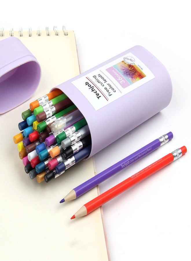 Techjob Colored Mechanical Pencil 2.6mm for Coloring and Drawing, Mechanical Colored Pencils, Mechanical Pencils with Sharpener and Case,36pcs - Image 1