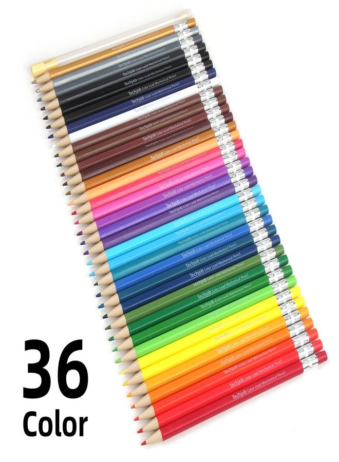 Techjob Colored Mechanical Pencil 2.6mm for Coloring and Drawing, Mechanical Colored Pencils, Mechanical Pencils with Sharpener and Case,36pcs - Image 3