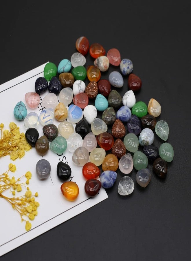 LE SKY 50 Pcs Natural Stone Beads Waterdrop Shape Healing Chakra Polished Assorted Crystal Quartz Agate Stone Charms for Jewelry Making Necklace Bracelet - Image 5