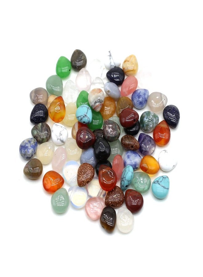 LE SKY 50 Pcs Natural Stone Beads Waterdrop Shape Healing Chakra Polished Assorted Crystal Quartz Agate Stone Charms for Jewelry Making Necklace Bracelet - Image 1
