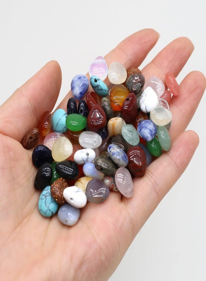 LE SKY 50 Pcs Natural Stone Beads Waterdrop Shape Healing Chakra Polished Assorted Crystal Quartz Agate Stone Charms for Jewelry Making Necklace Bracelet - Image 3