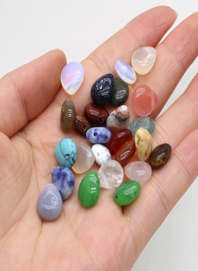 LE SKY 50 Pcs Natural Stone Beads Waterdrop Shape Healing Chakra Polished Assorted Crystal Quartz Agate Stone Charms for Jewelry Making Necklace Bracelet - Image 4