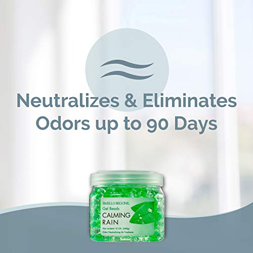 SMELLS BEGONE Odor Eliminator Gel Beads - Air Freshener - Eliminates Odor in Bathrooms, Cars, Boats, RVs and Pet Areas - Made with Essential Oils - Calming Rain Scent - 12 Ounce - Image 2