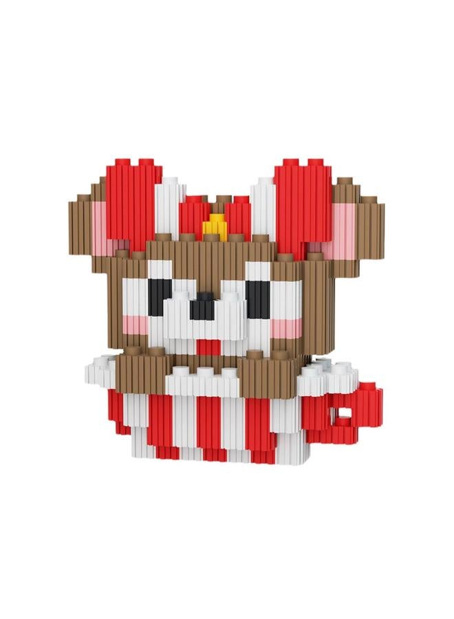 Miniature Small Particle Puzzle Building Blocks Gift Children's Educational Toy (Red And White Teacup Mouse) - Image 1