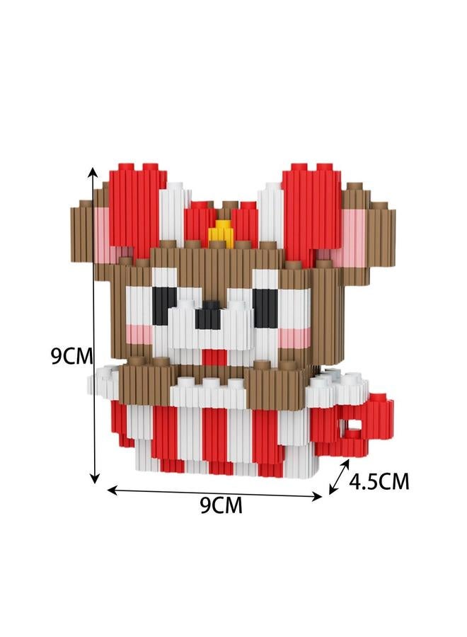 Miniature Small Particle Puzzle Building Blocks Gift Children's Educational Toy (Red And White Teacup Mouse) - Image 2