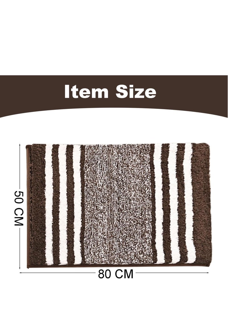 TYCOM سجاد الحمام حصيرة 50x80 سم غير قابلة للانزلاق ناعمة رقيقة من الألياف الدقيقة سجادة دش قابلة للغسل في الغسالة سريعة الجفاف حصائر استحمام فائقة للحمام والدش بني قهوة. - Image 2