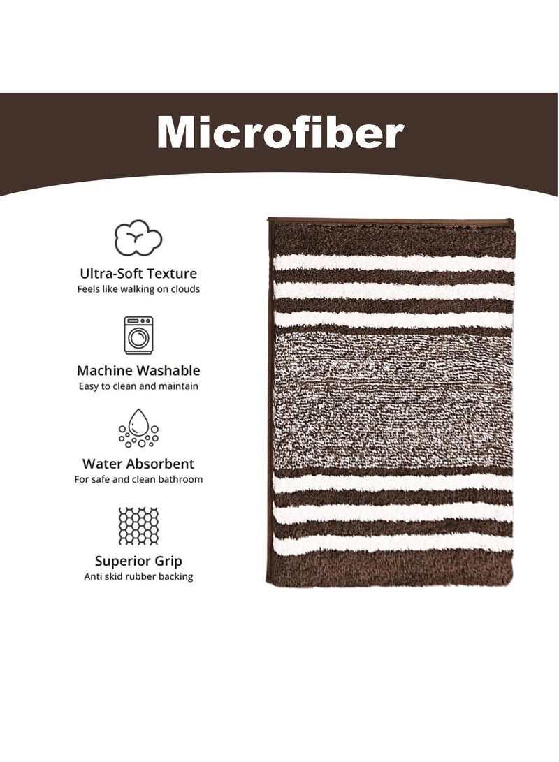 TYCOM سجاد الحمام حصيرة 50x80 سم غير قابلة للانزلاق ناعمة رقيقة من الألياف الدقيقة سجادة دش قابلة للغسل في الغسالة سريعة الجفاف حصائر استحمام فائقة للحمام والدش بني قهوة. - Image 5