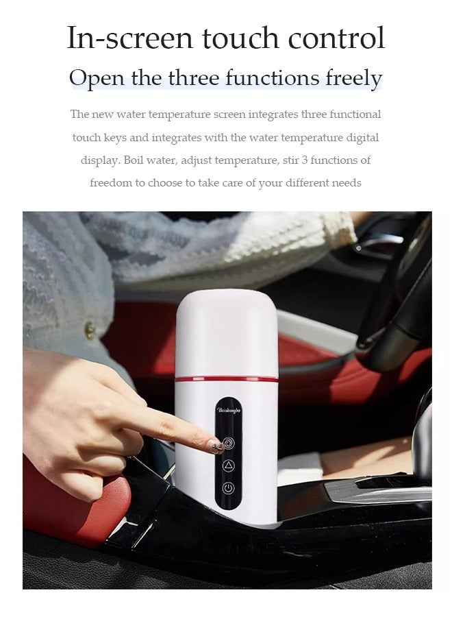 DUNISO Car Electric Kettle, Intelligent Stainless Steel Electric Cup, 12V Or 24V Car Heating Travel Cup, With Stirring Function, Adjustable Temperature, Leak Proof  - Image 3