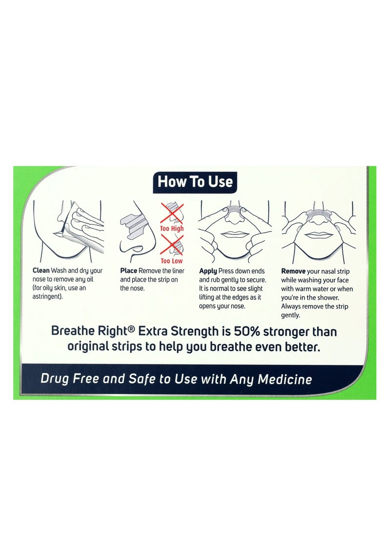 Breathe Right - Breathe Right Extra Strength Nasal Strips, 72 Count (CLEAR) Drug Free - Image 1